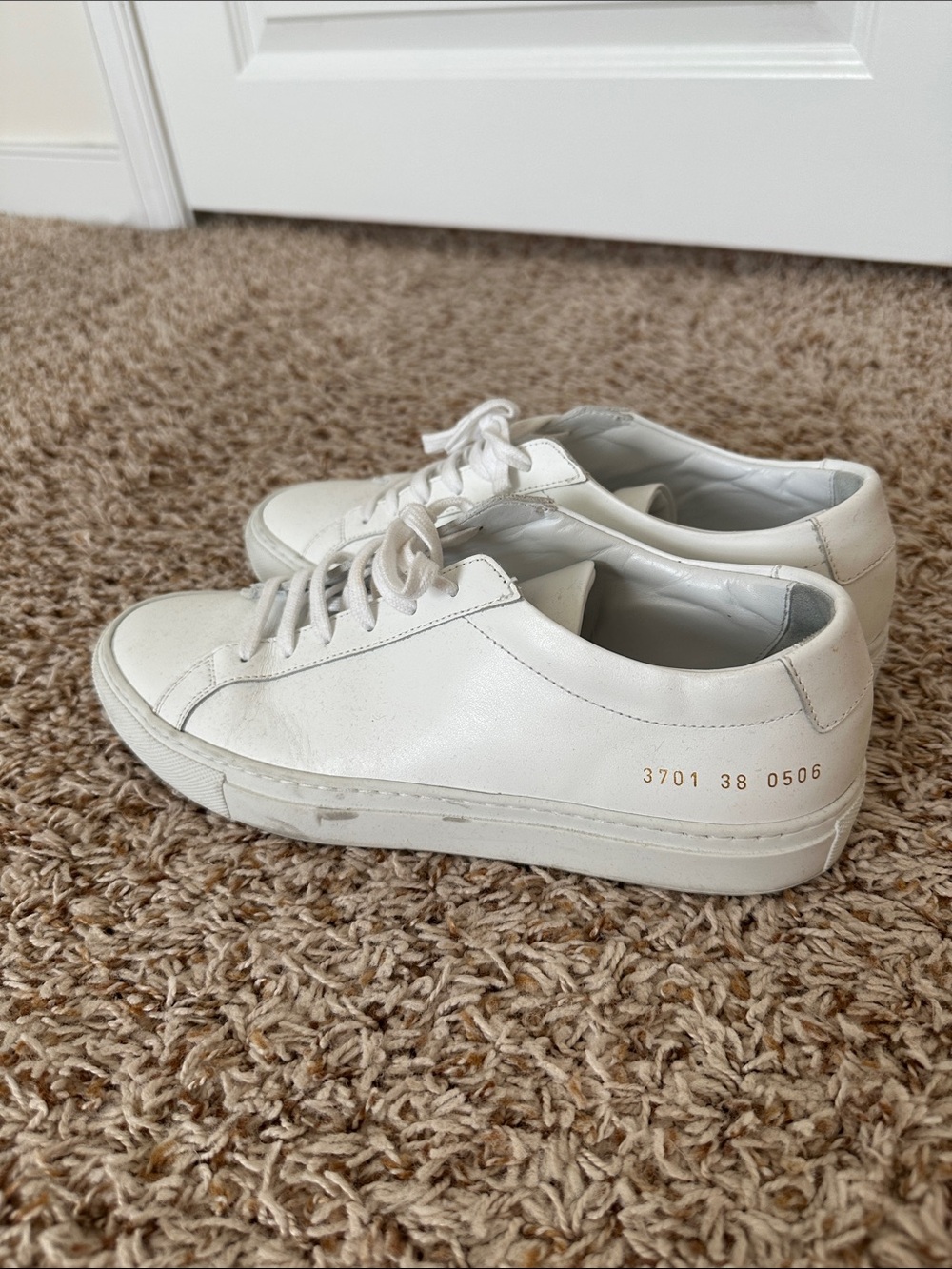 Common Projects White Leather Low-Top Sneakers Size 38 - Picture 2 of 8
